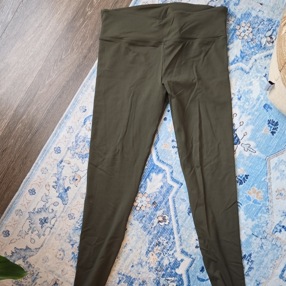 Olive Green High-Waisted Leggings